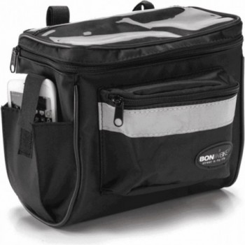 Boninbike Reflektierende Vorderlenkertasche aus 600D Polyester, 24x11x20 cm, Schwarz - 1