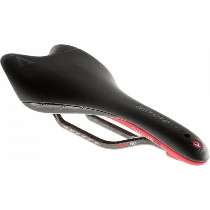 Sella Skylite Regular 135x275mm Nero/Rosso con Rail in Carbonio, 190g - 1 - Selle - 8054615211131