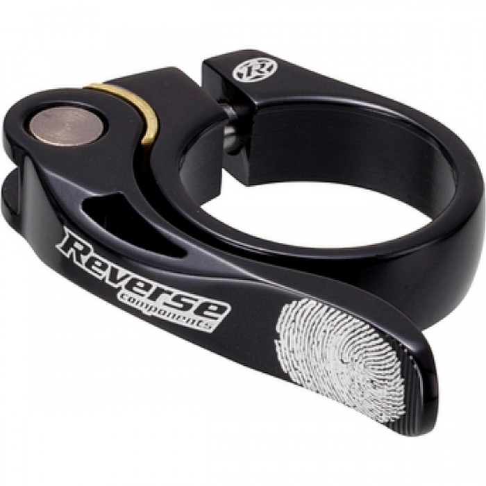 Collier de Selle Reverse Long Life Ø31,8mm Noir avec Plaque de Blocage en Laiton - 1