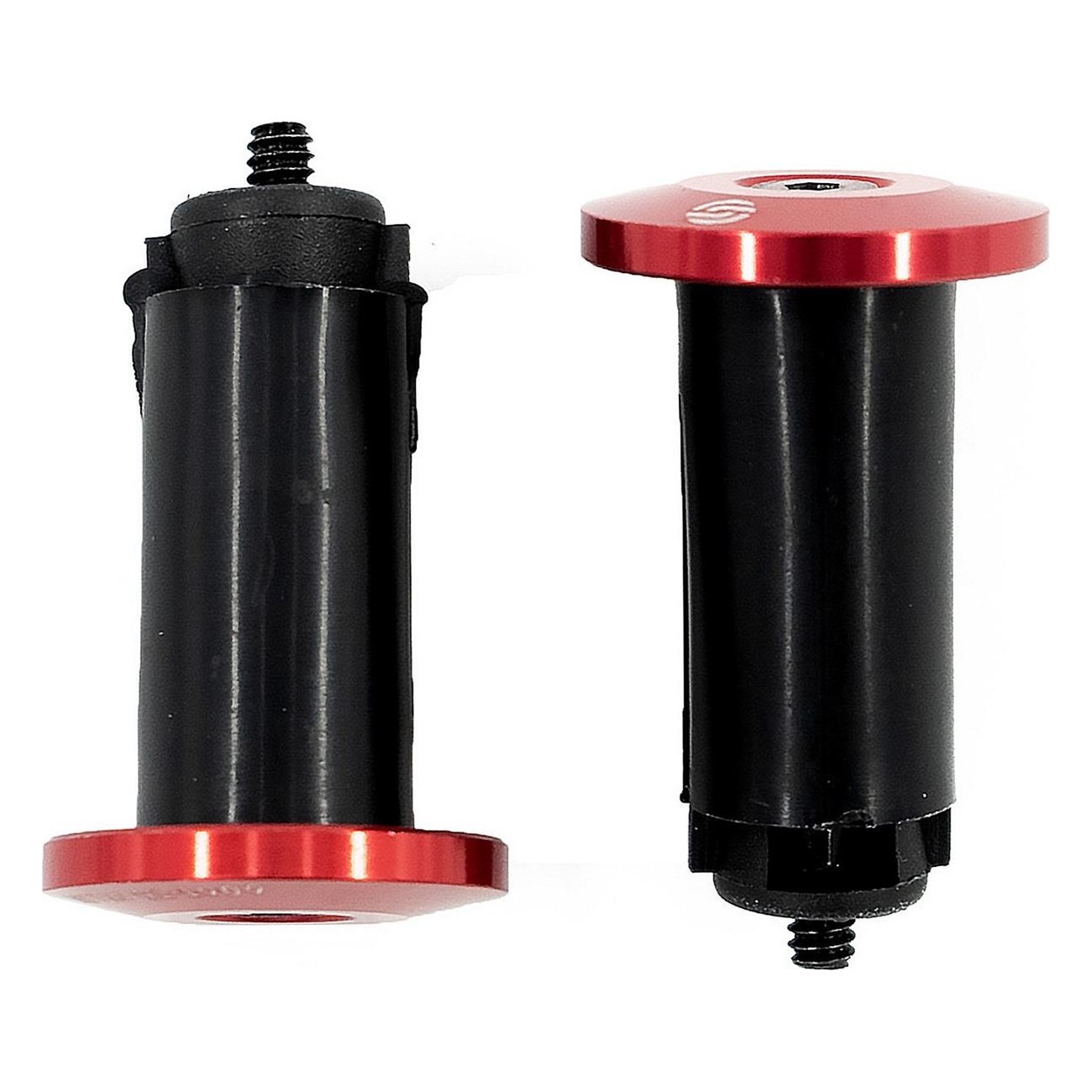 Red Aluminum and Rubber Handlebar End Caps - Compatible with 18-21 mm Bars - 1