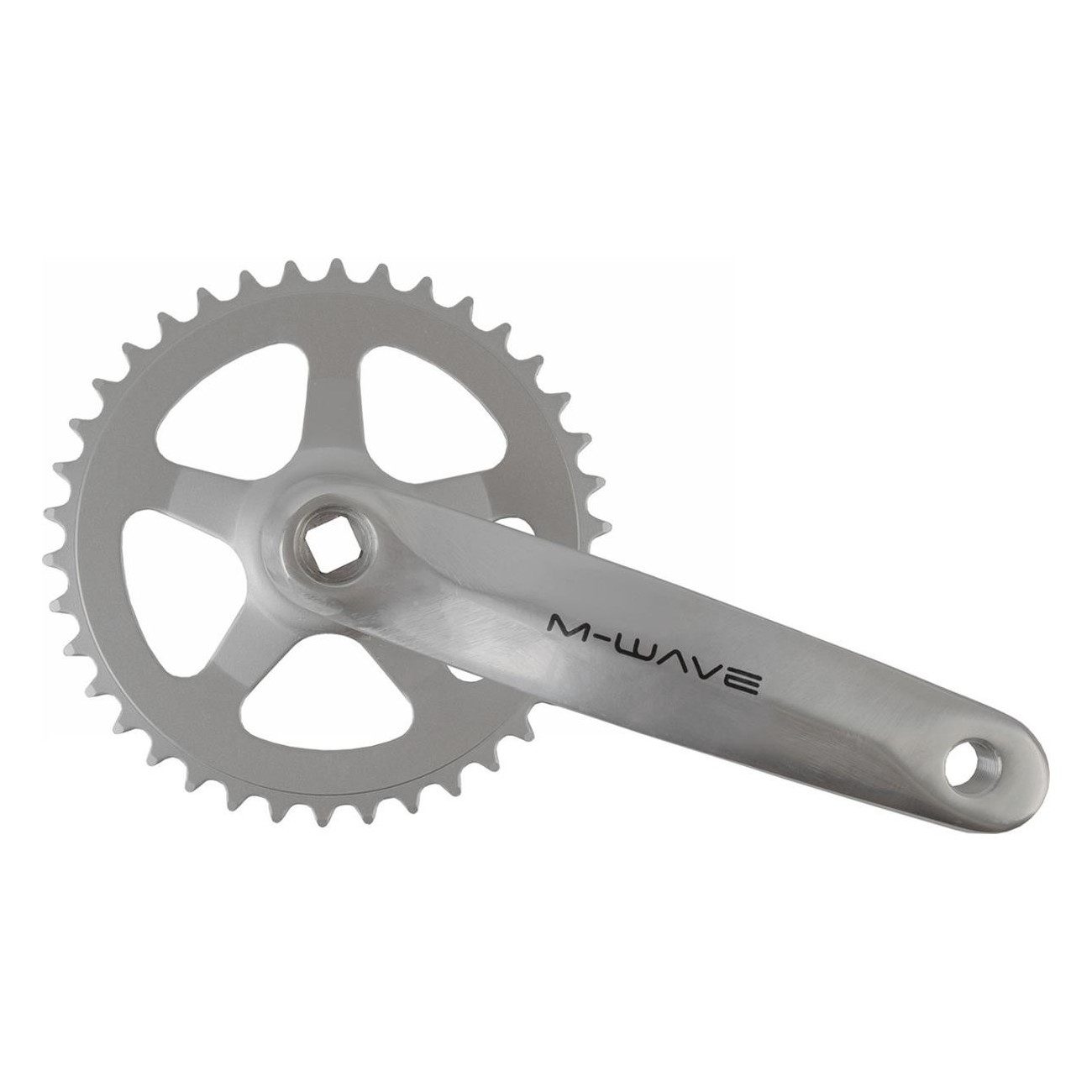 M-Wave 1-Speed Crankset Aluminum and Steel 38T, 170mm, Silver, JIS - 1