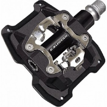 Pedal MTB E-PM831 de Aluminio Negro con Doble Función SPD/FLAT - 1