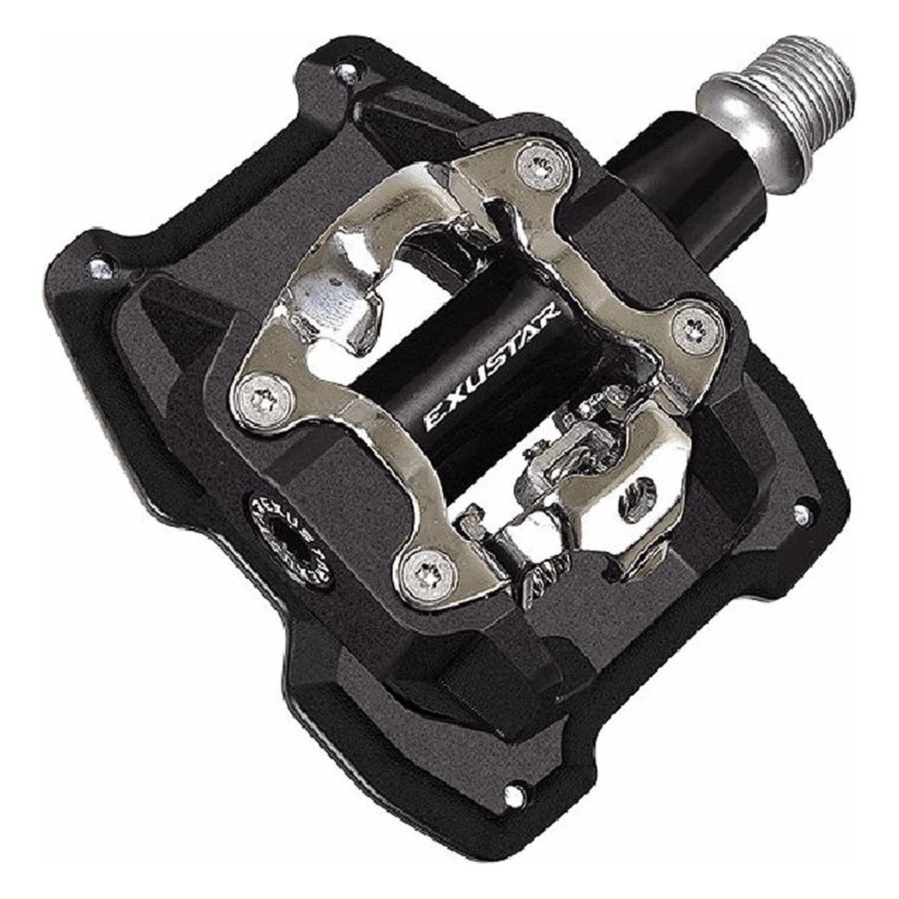 MTB Pedal E-PM831 aus schwarzem Aluminium mit SPD/FLAT-Funktion, 92x89mm, 510g - 1