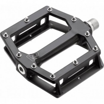 Aluminium Flat Pedale für MTB und BMX - Schwarz 105x102 mm, Paar mit Chromoly-Achse - 1