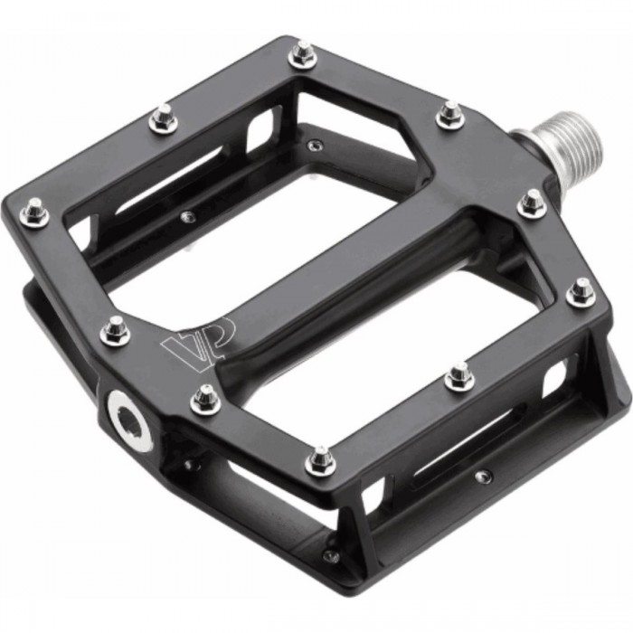 Aluminum Flat Pedals for MTB and BMX - Black 105x102 mm, Pair with Chromoly Axle - 1