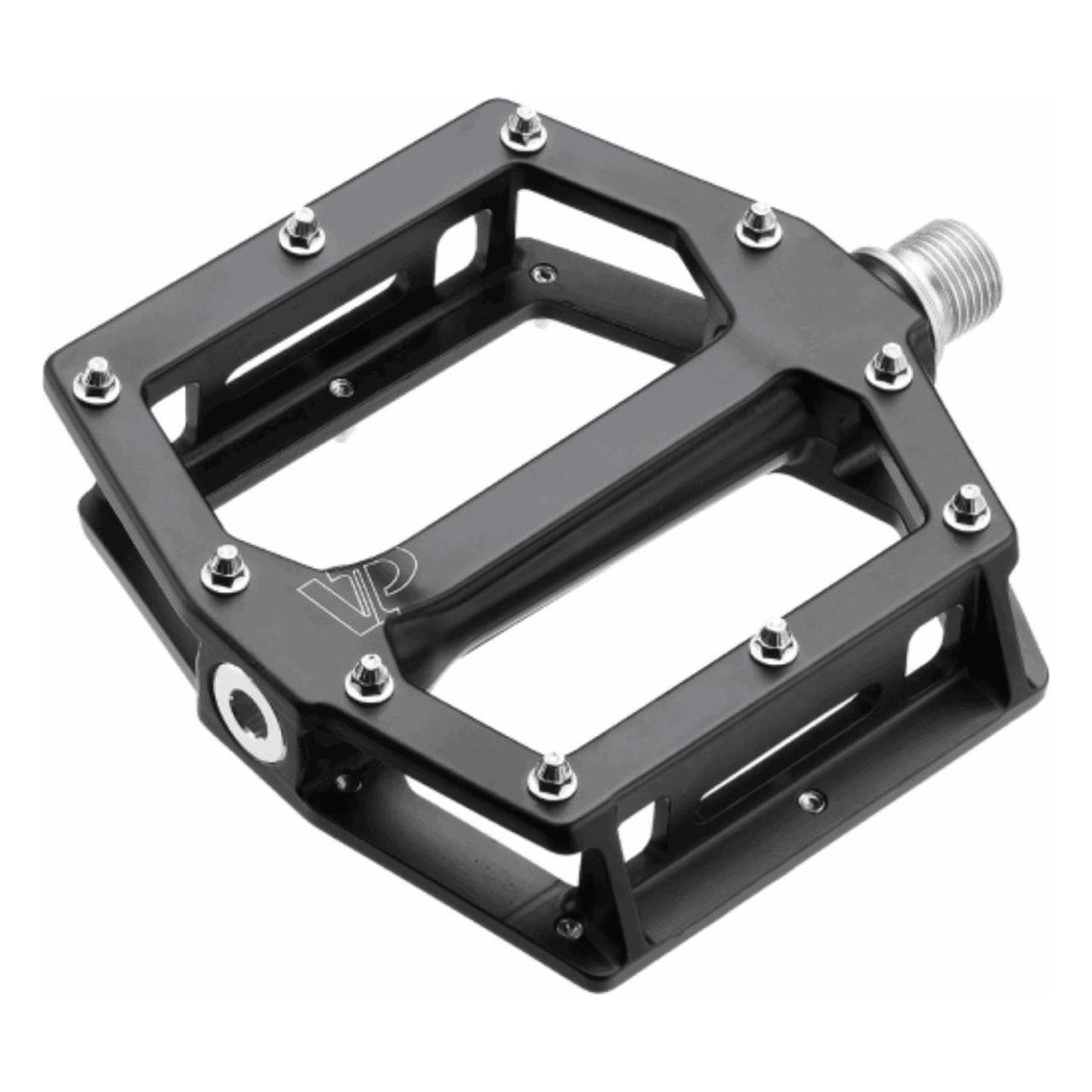 Aluminum Flat Pedals for MTB and BMX - Black 105x102 mm, Pair with Chromoly Axle - 1