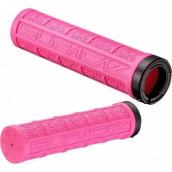 GRIZIPS Neon Pink Dual Density Lock-On Grips with SUPACAZ Collar - 1