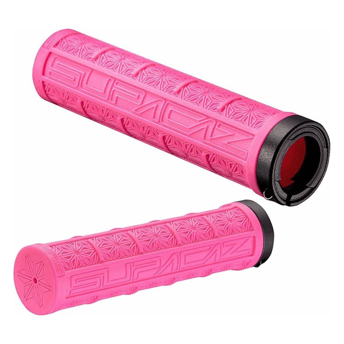 GRIZIPS Neon Pink Dual Density Lock-On Grips with SUPACAZ Collar - 1