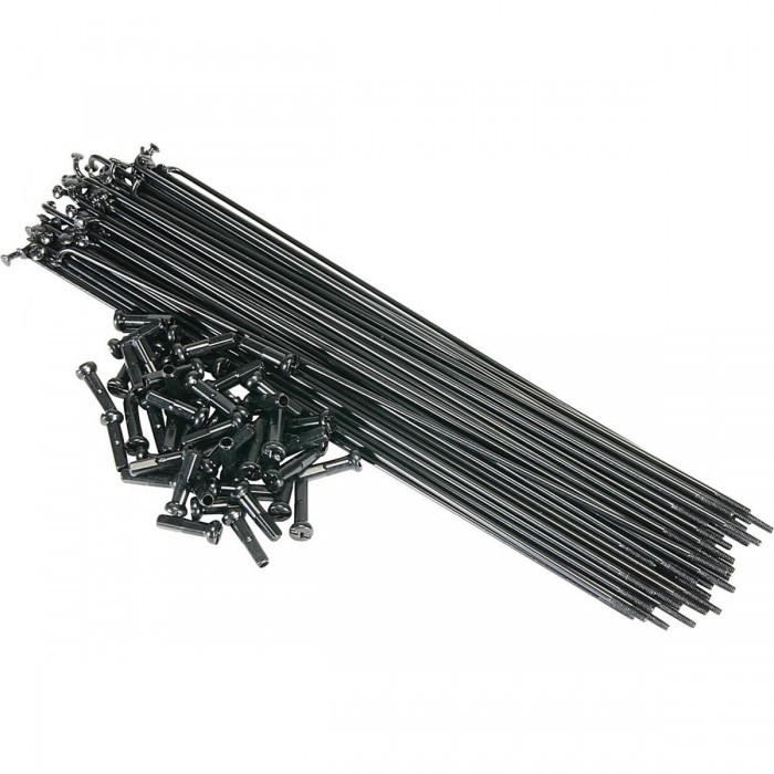 184mm Stainless Steel Spokes with Black Nipples - Pack of 50 Pieces - 1