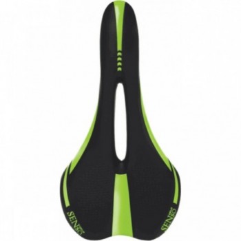 Sella Velo Senso 3274 Sport Unisex Nero/Verde Fluo - Comfort e Prestazioni, 276x142 mm, Rail Cr•Mo - 1 - Selle - 