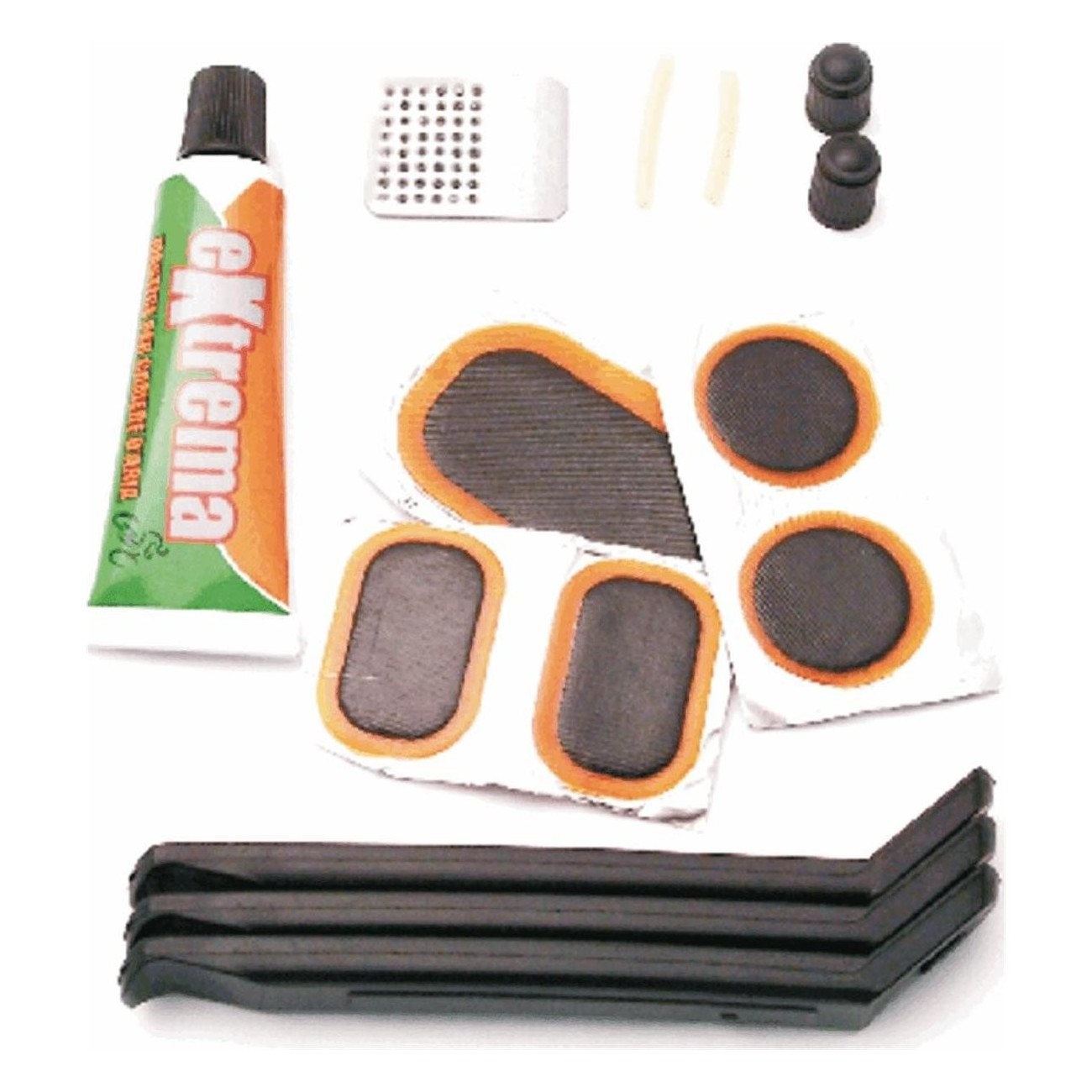 Professional Repair Kit: Adhesive, Scraper, Rubber, Patches & Nylon Tire Levers - 1