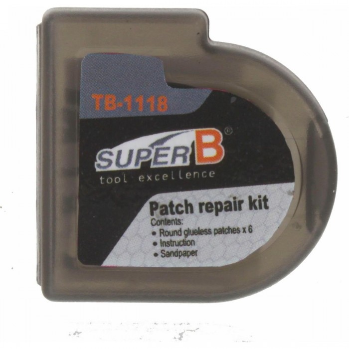 Super B TB-1118 Tire Repair Kit with 6 Self-Adhesive Patches and Sandpaper - 1