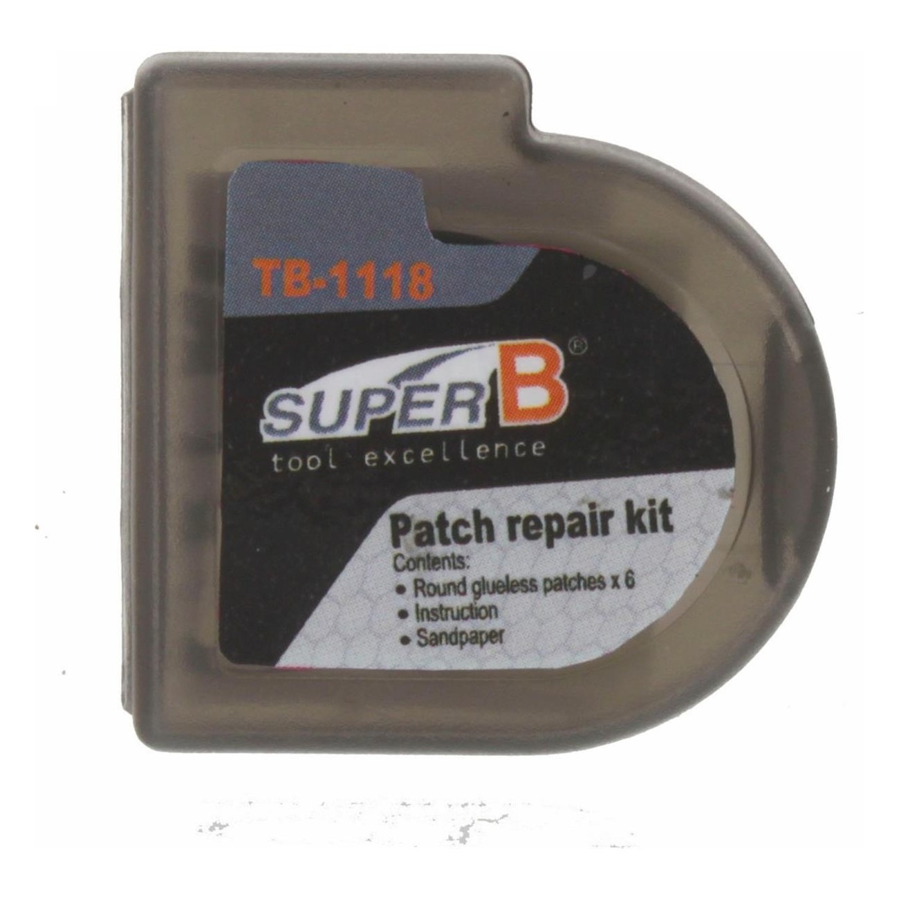 Super B TB-1118 Tire Repair Kit with 6 Self-Adhesive Patches and Sandpaper - 1