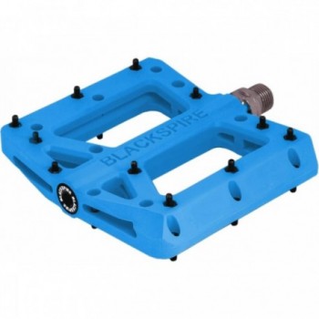 Fluorescent Blue Nylon Flat MTB Pedals 105x105 mm - Lightweight & Durable - 1