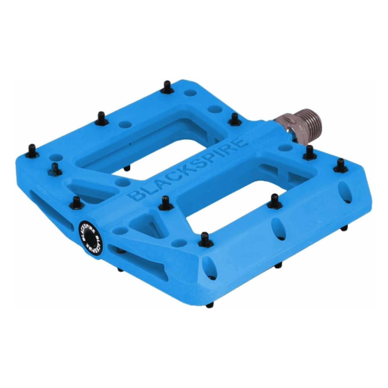 Fluorescent Blue Nylon Flat MTB Pedals 105x105 mm - Lightweight & Durable - 1