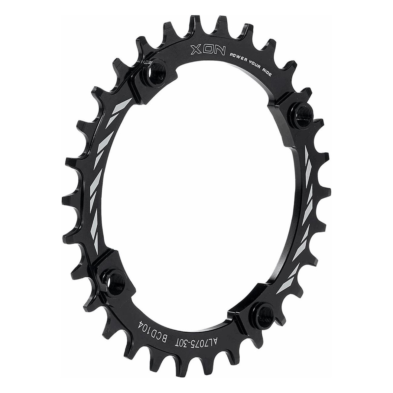 Pignon Simple 30 Dents BCD 104mm en Aluminium Noir XON, Compatible SHIMANO - 1