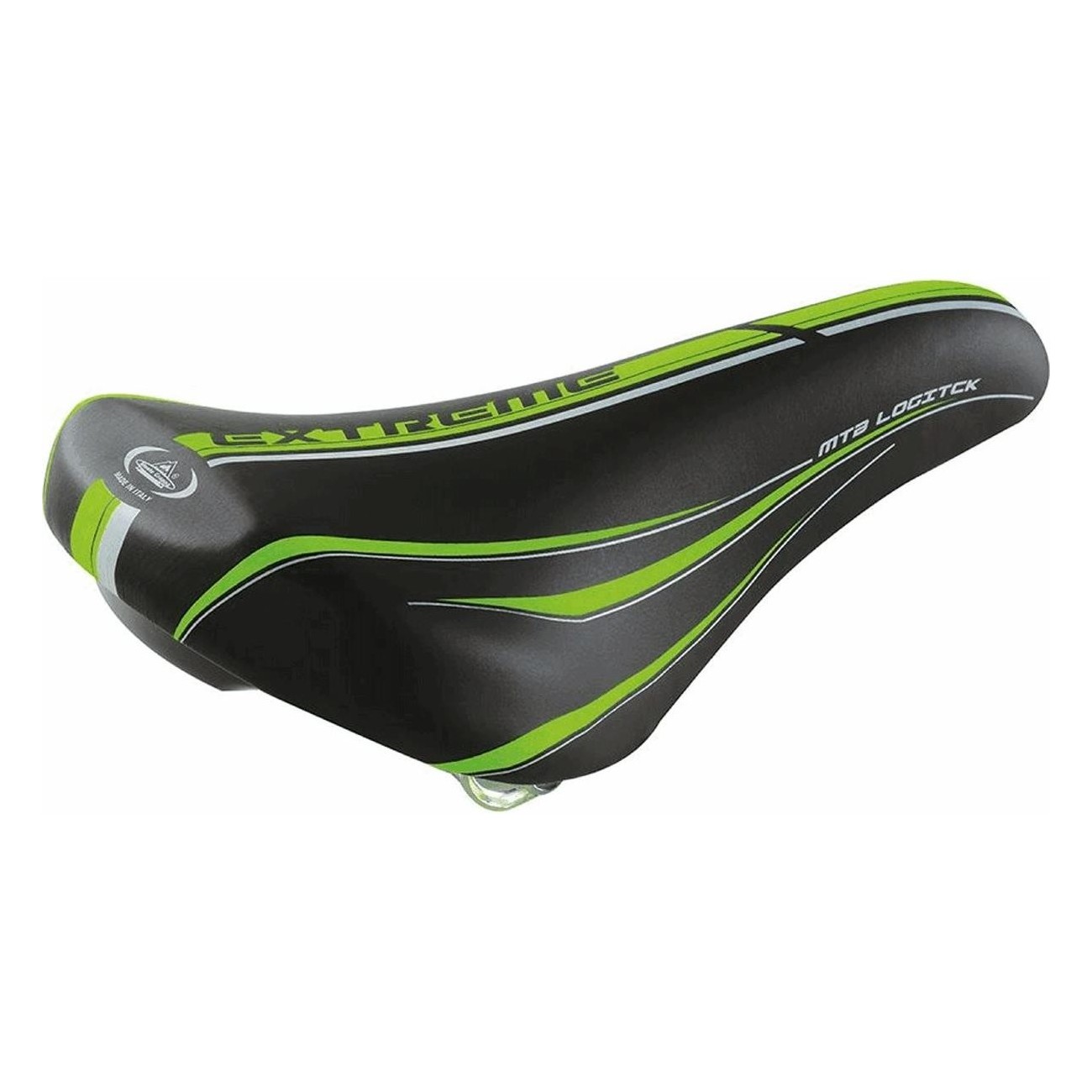 Sella Junior Comfort MVTEK Nero/Verde per Biciclette 20-24 Pollici con Morsetto e Rail in Acciaio - 1 - Selle - 8005586225474