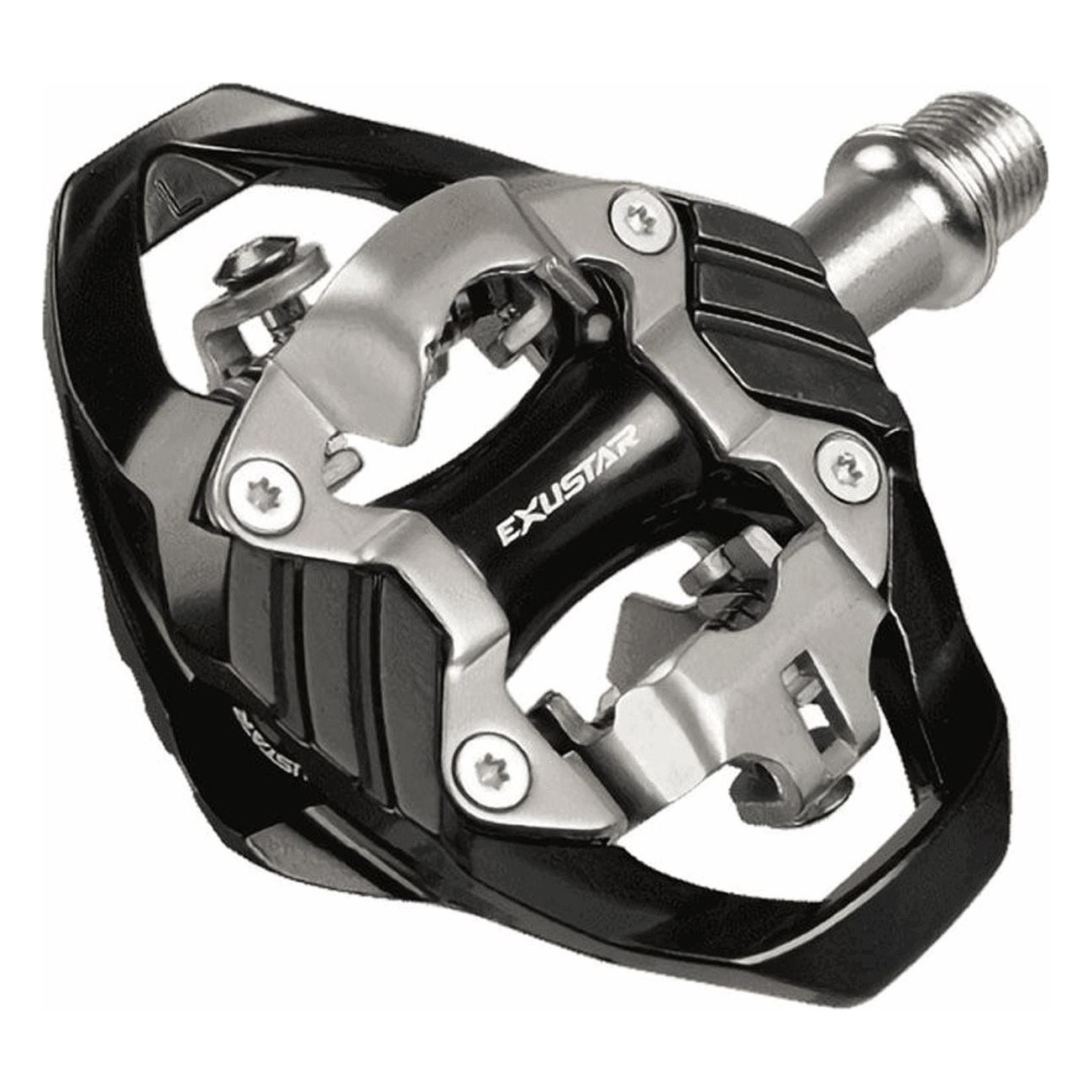 EXUSTAR E-PM242 MTB Pedal in Schwarz Aluminium, SPD-kompatibel, 89x99mm, 400g - 1