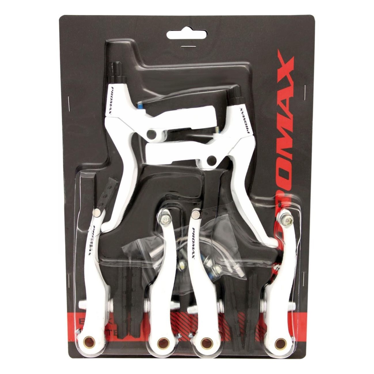 Promax White V-Brake Set with Front and Rear Brake Levers and Bodies - 2