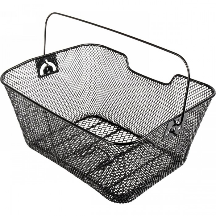 Reinforced Black Metal Wire Basket 40x30x18/15 cm with Mounting Hooks - 1