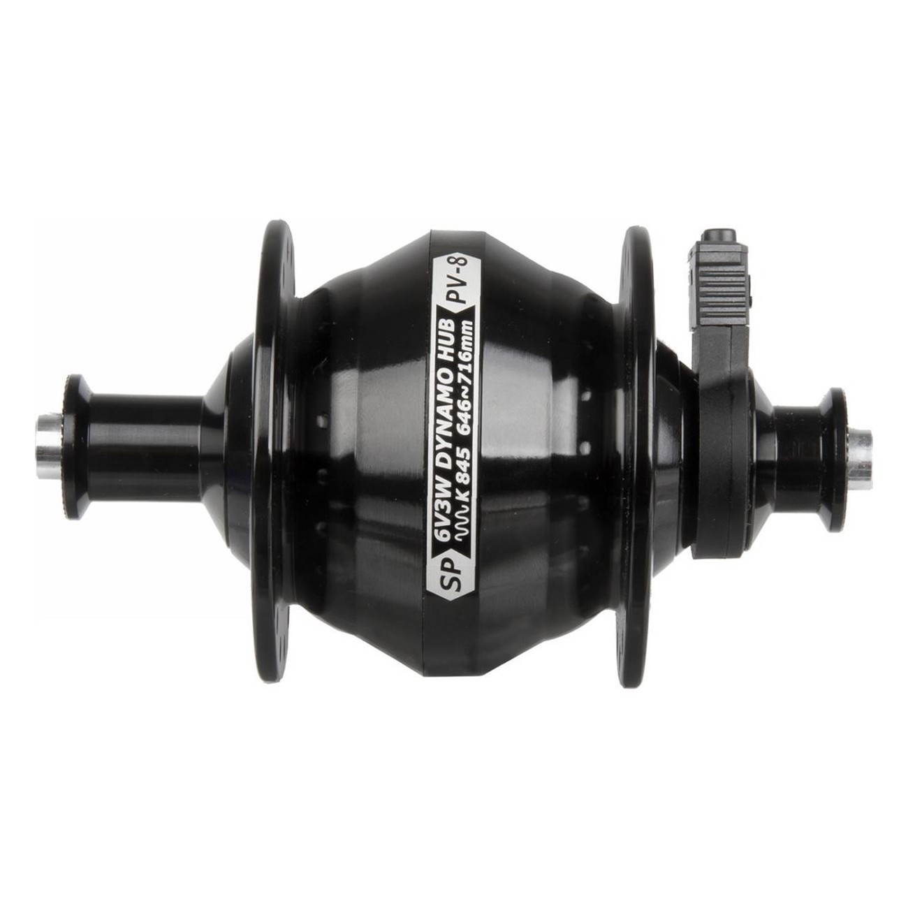 Black Hub Dynamo 6V/3W, 32 Holes, for 26-28 Inch Wheels, V-Brake Compatible - 1