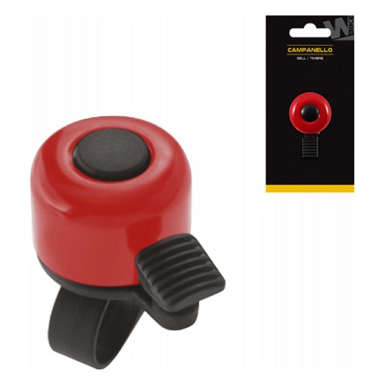 Campanello Din Din Rosso in Acciaio Ø34 mm - Design Compatto e Funzionale per Bicicletta - 1 - Campanelli - 8059796066754