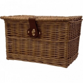 Fahrradkorb aus braunem Rattan mit Deckel 42x31x25 cm - Elegant und vielseitig - 1