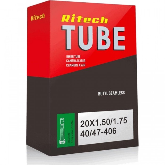 Ritech 20x1.50/1.75 Inner Tube with 29mm Schrader Valve for 20' Bikes - 1