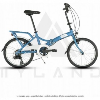 Vélo Pliable 20' Ville Bleu avec Cadre en Aluminium et Dérailleur Shimano 6 Vitesses - 1