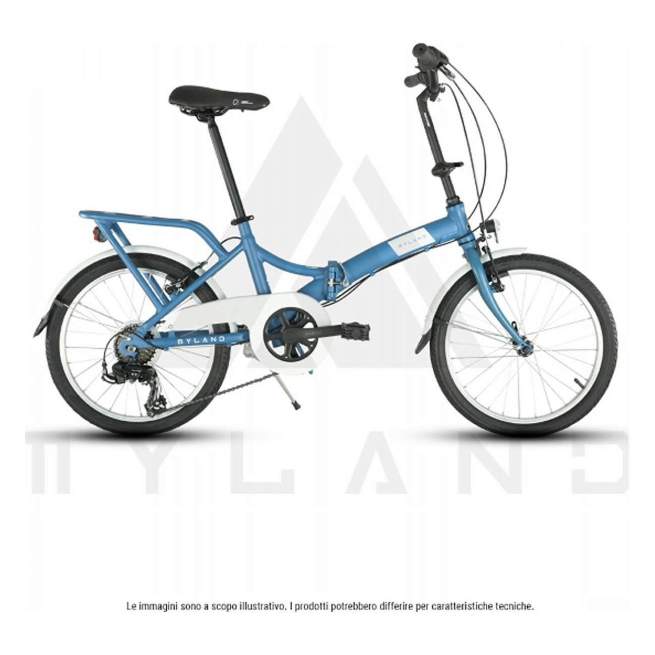 20' Blue Folding Bike with Aluminum Frame and Shimano 6-Speed Gear - 1