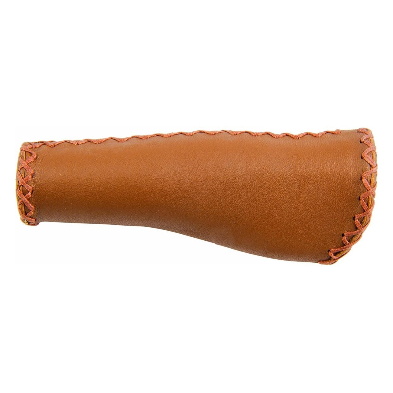 Velo Retro Ergo 135mm Ergonomic Brown Leather Bicycle Grips - 1