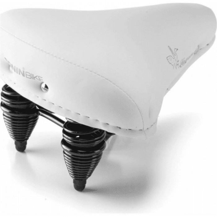 Selle Laguna Citybike Blanche avec Double Ressort et Rembourrage Flex Pu - 270x225 mm, 1180g - 1