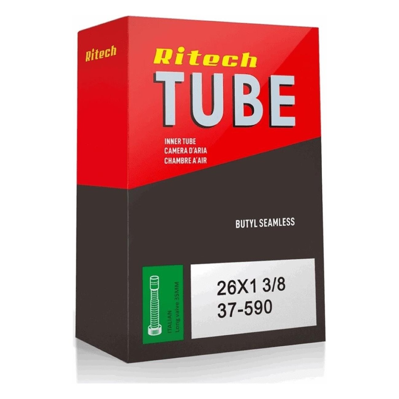 Ritech 26x1 3/8 Inner Tube with 35mm Schrader Valve - ETRTO 37-590, Standard - 1