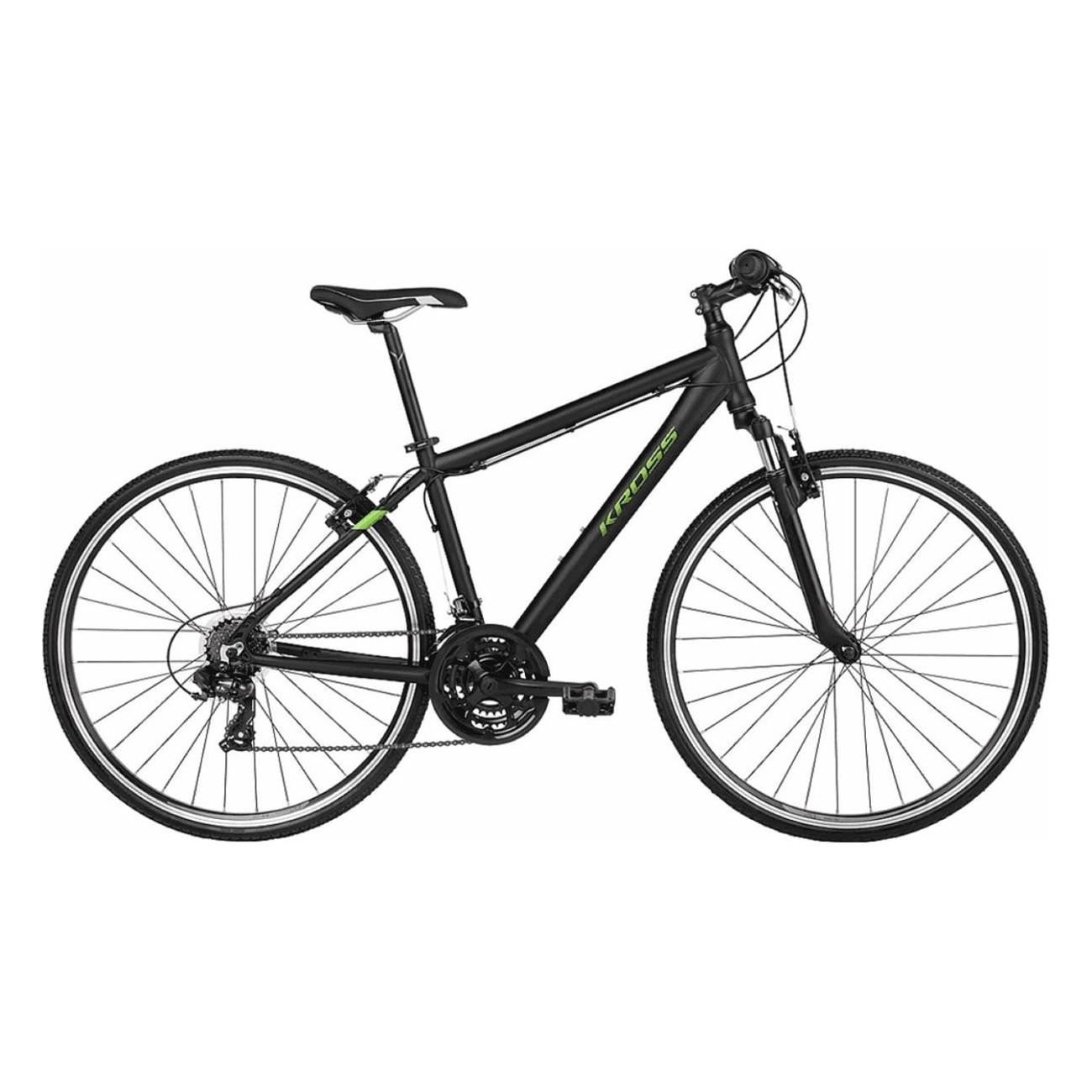 Bici Cross KROSS Evado 2.0 Hombre 28' Negro/Verde, 21 Velocidades, Talla S - 1