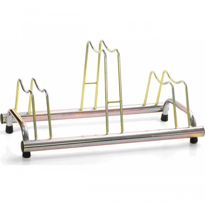 3-Bike Ground Bicycle Rack in Galvanized Steel - Innovative Tropical Gold Design - 1