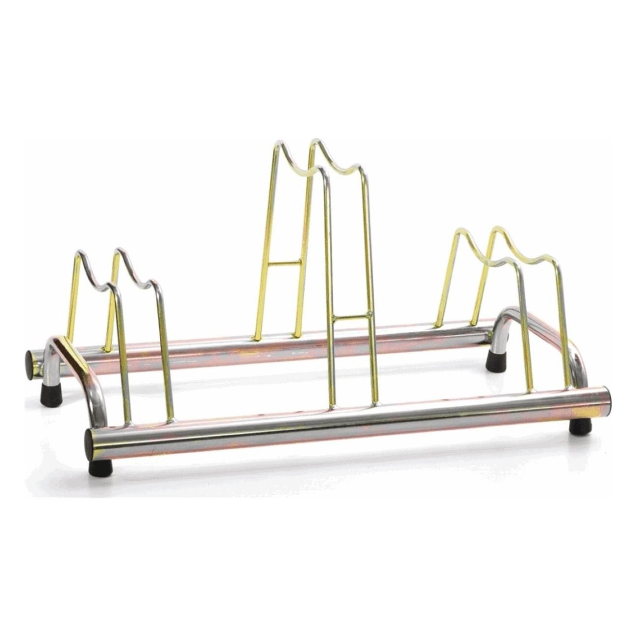 3-Bike Ground Bicycle Rack in Galvanized Steel - Innovative Tropical Gold Design - 1