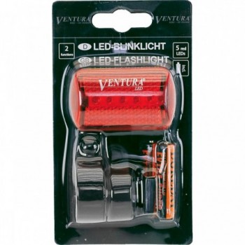 Lumière Clignotante Rouge Ventura 5 LED avec 2 Fonctions, Supports et Piles - 3