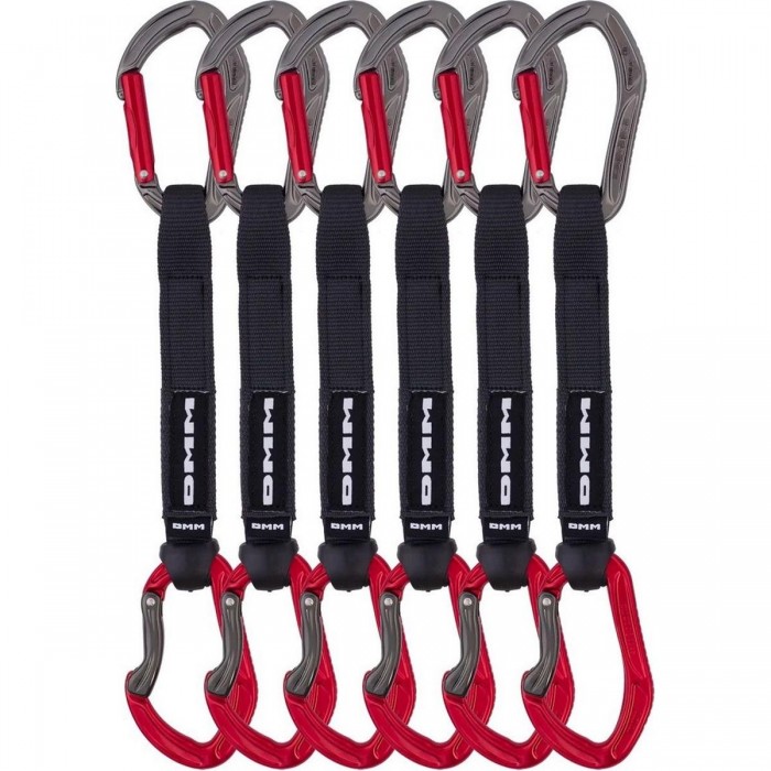 Confezione da 6 Moschettoni Alpha Sport 18 cm Rosso per Arrampicata Sportiva - Presa Sicura e Aggancio Facile - 1 - Rinvii - 503