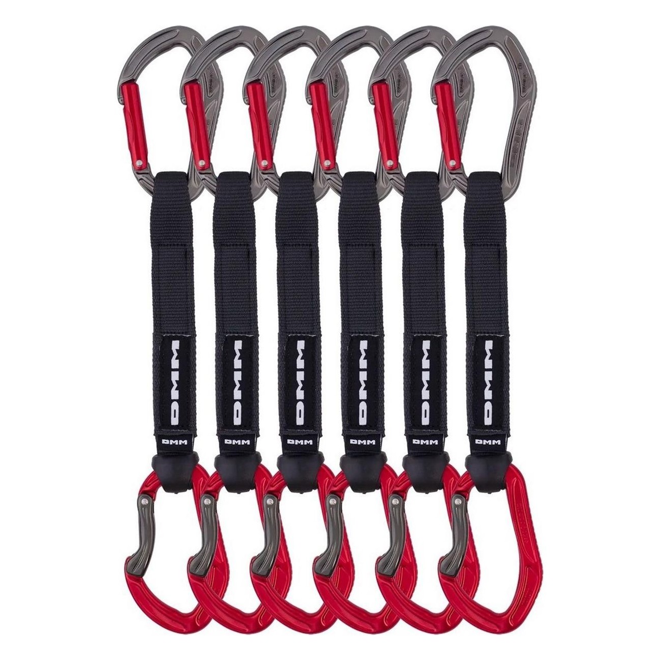 Confezione da 6 Moschettoni Alpha Sport 18 cm Rosso per Arrampicata Sportiva - Presa Sicura e Aggancio Facile - 1 - Rinvii - 503