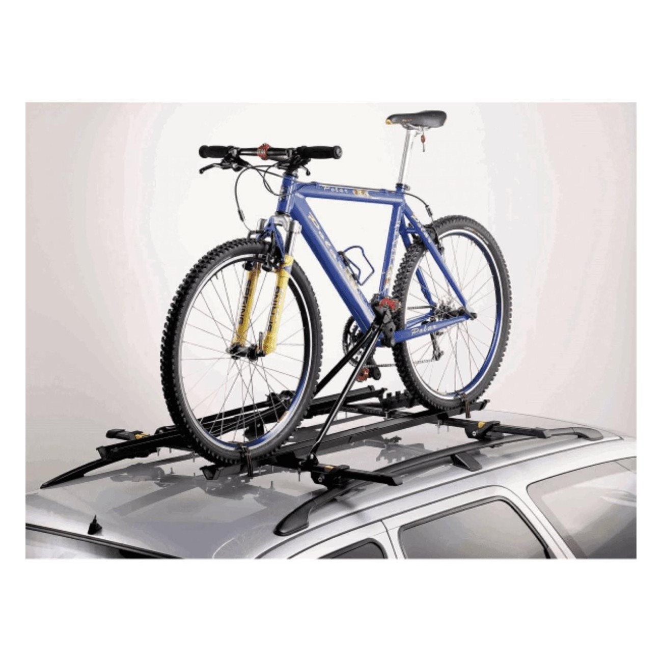 Roof Bike Carrier Uni Bike in Black Steel with Crank Arm Mount, 15 kg Capacity - 1