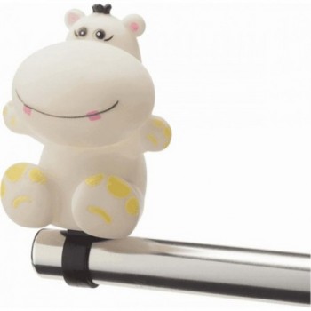 Sonnette de Vélo Enfant en Forme d'Hippopotame Blanc - Accessoire Amusant et Sûr - 1