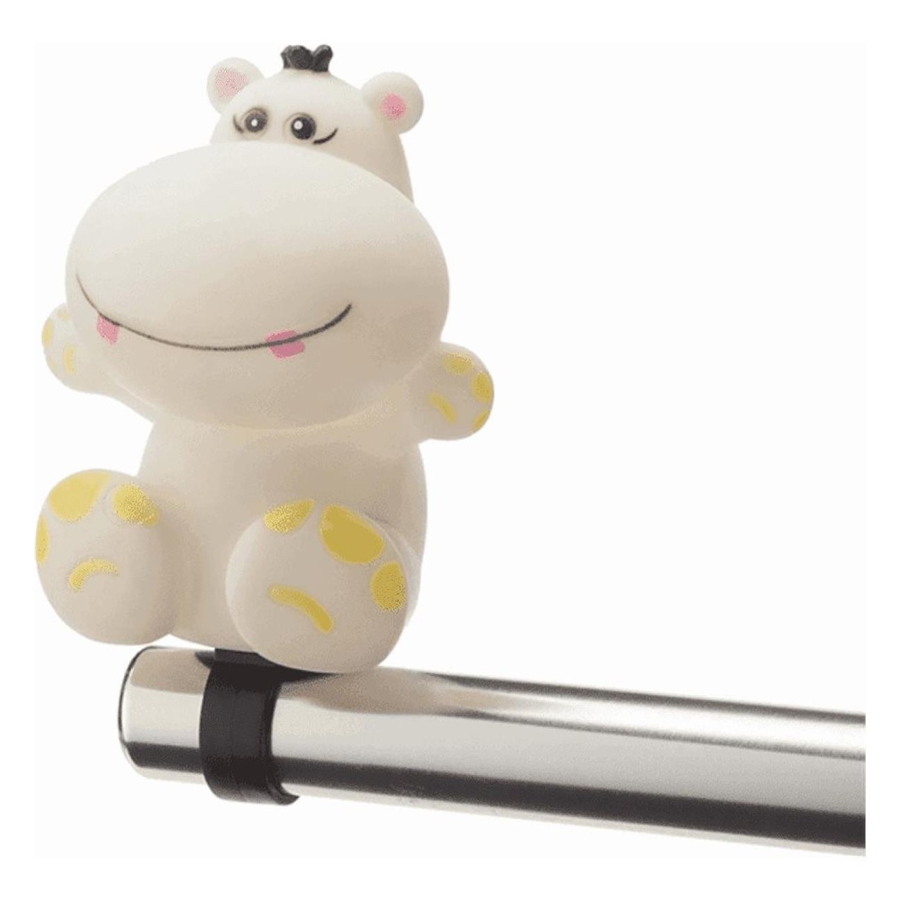 White Hippo Shaped Bike Bell for Kids - Fun and Safe Accessory - 1