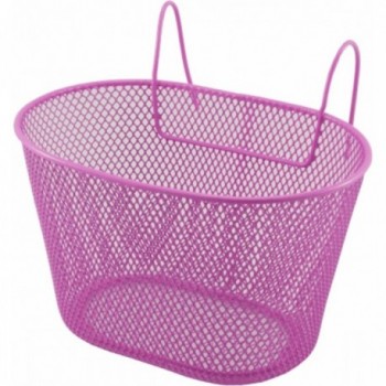 Panier Avant en Fer Rose pour Vélo d'Enfant avec Crochets Pliables - 1