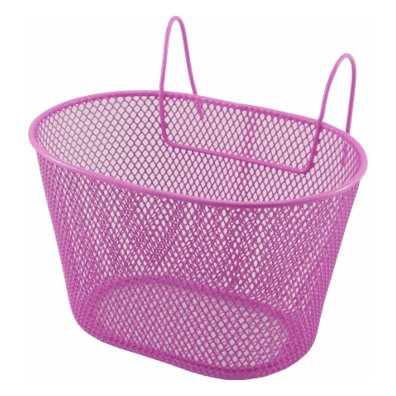 Panier Avant en Fer Rose pour Vélo d'Enfant avec Crochets Pliables - 1