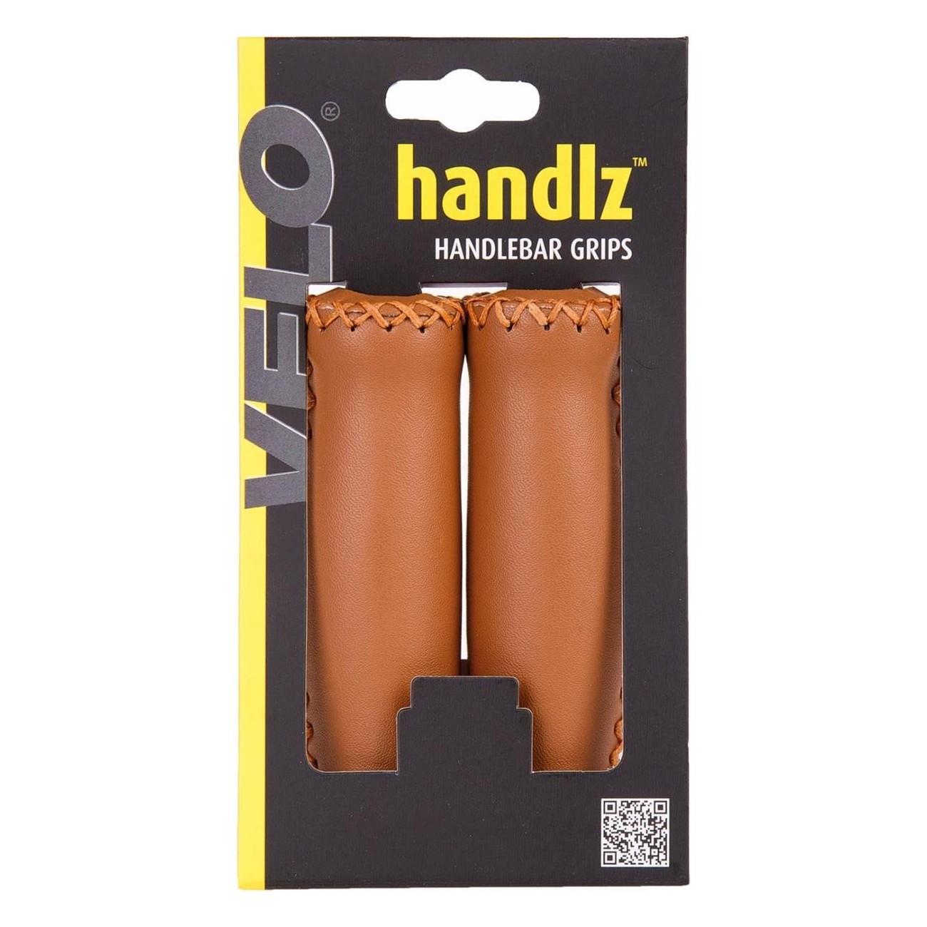 Velo Synthetic Leather Brown Grips 125mm with High Density Foam and Bar Plugs - 2