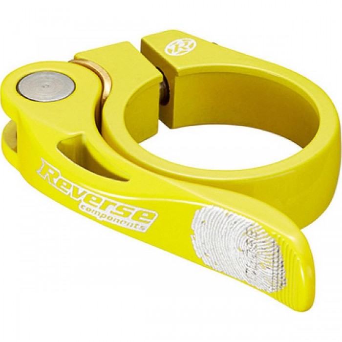 Collier de Selle Reverse Long Life Ø34,9mm Jaune avec Plaque en Laiton - 1