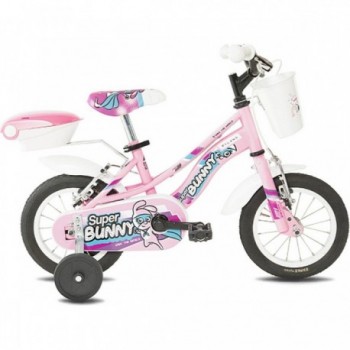 Vélo pour Enfants Super Bunny 12' Rose avec Cadre en Acier et Freins V-Brake - 1