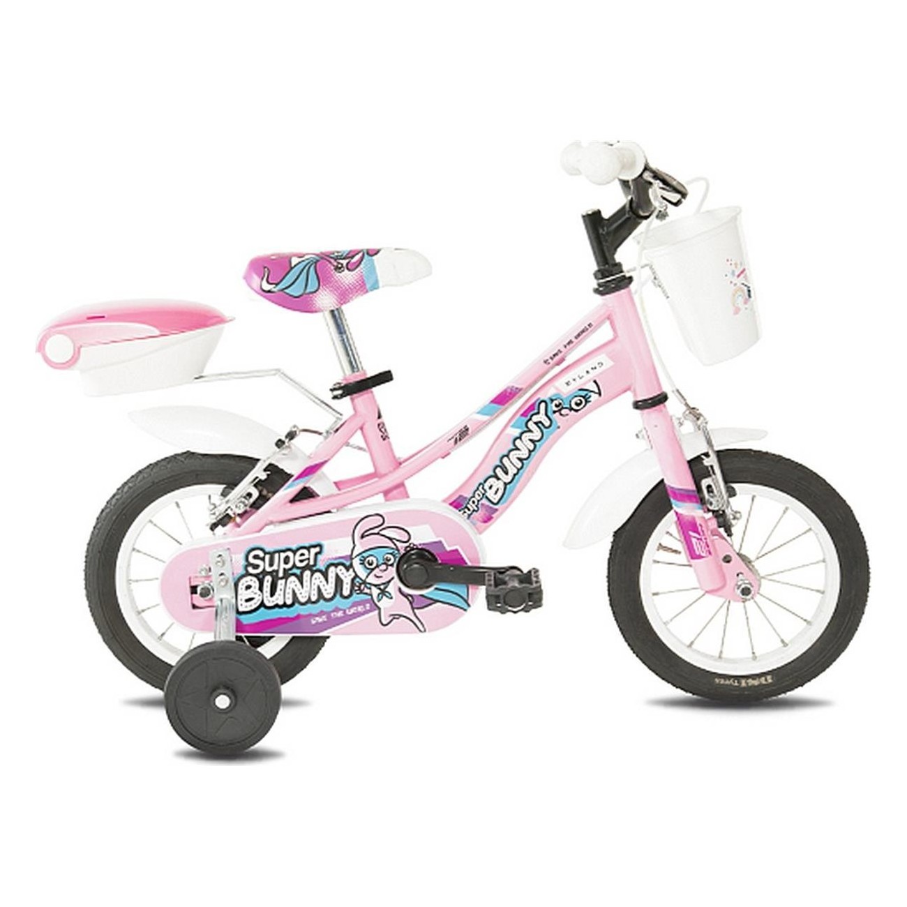 Vélo pour Enfants Super Bunny 12' Rose avec Cadre en Acier et Freins V-Brake - 1