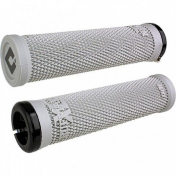 Impugnature Odi Grips Ruffian XL V2.1 Lock-On Grigio con Morsetti Neri, 135mm, Design Diamantato per BMX e MTB - 1 - Manopole - 