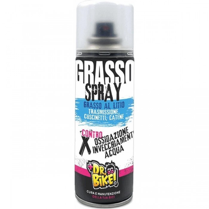 Grasso Adesivo Spray al Litio 200ml Dr.bike - Lubrificazione Efficace e Duratura con Rapida Solidificazione - 1 - Grasso - 80055